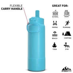 26oz Insulated Water Bottles With Matching Straw Lid And Rubber Boot- Belize -HYDRAPEAK Sales 26ozsportbootSTRAWbackBelize