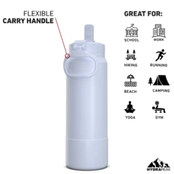 26oz Insulated Water Bottles With Matching Straw Lid And Rubber Boot - Ice -HYDRAPEAK Sales 26ozsportbootSTRAWbackIc