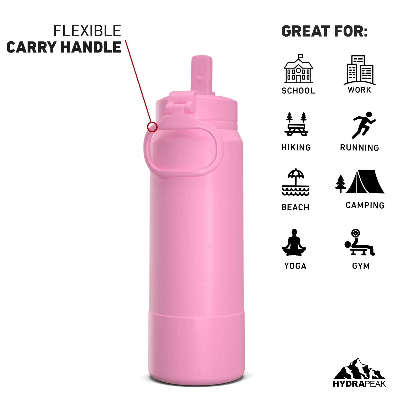 26oz Insulated Water Bottles With Matching Straw Lid And Rubber Boot - Bubblegum 7 26oz Insulated Water Bottles With Matching Straw Lid And Rubber Boot - Bubblegum - Image 5