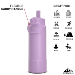 26oz Insulated Water Bottles With Matching Straw Lid And Rubber Boot- Mauve 12 26oz Insulated Water Bottles With Matching Straw Lid And Rubber Boot- Mauve -HYDRAPEAK Sales 26ozsportbootSTRAWbackmauve