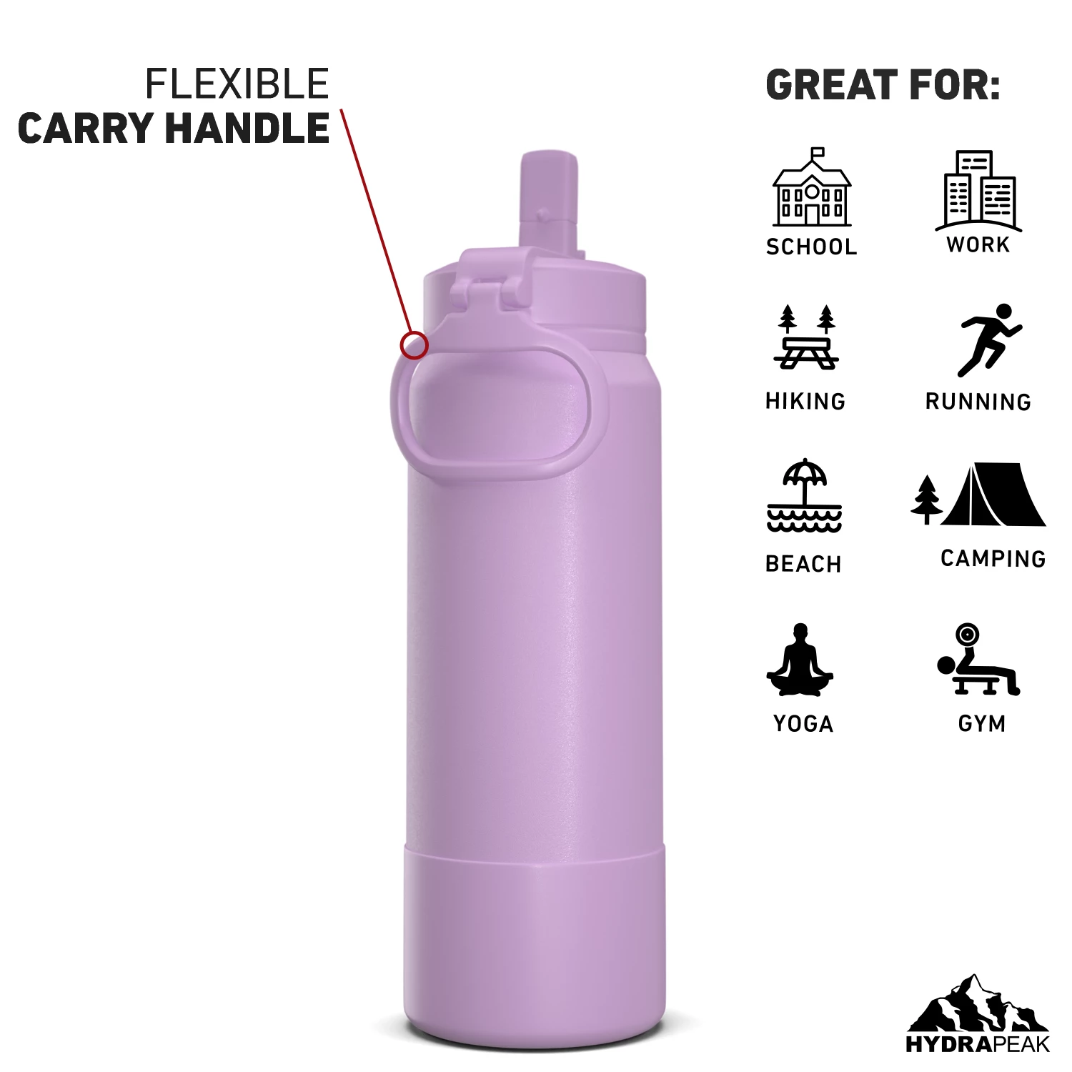 26oz Insulated Water Bottles With Matching Straw Lid And Rubber Boot- Mauve 7 26oz Insulated Water Bottles With Matching Straw Lid And Rubber Boot- Mauve - Image 5