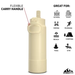 26oz Insulated Water Bottles With Matching Straw Lid And Rubber Boot- Modern Cream -HYDRAPEAK Sales 26ozsportbootSTRAWbackmoderncrea