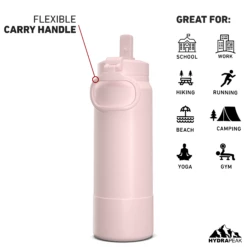 26oz Insulated Water Bottles With Matching Straw Lid And Rubber Boot - Seashell -HYDRAPEAK Sales 26ozsportbootSTRAWbackseashel