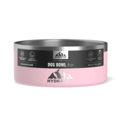 4 Cup Stainless Steel Dog Bowls For Water Or Food- Pink -HYDRAPEAK Sales 32DogBowl withSleeve Pink PC