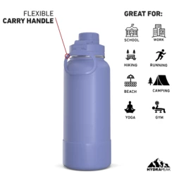 32oz Insulated Water Bottles With Matching Chug Lid And Rubber Boot - Iris -HYDRAPEAK Sales 32ozsportchugBACKiri