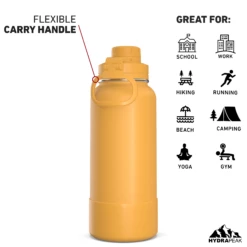 32oz Insulated Water Bottles With Matching Chug Lid And Rubber Boot- Tangerine 10 32oz Insulated Water Bottles With Matching Chug Lid And Rubber Boot- Tangerine -HYDRAPEAK Sales 32ozsportchugBACKtangerin