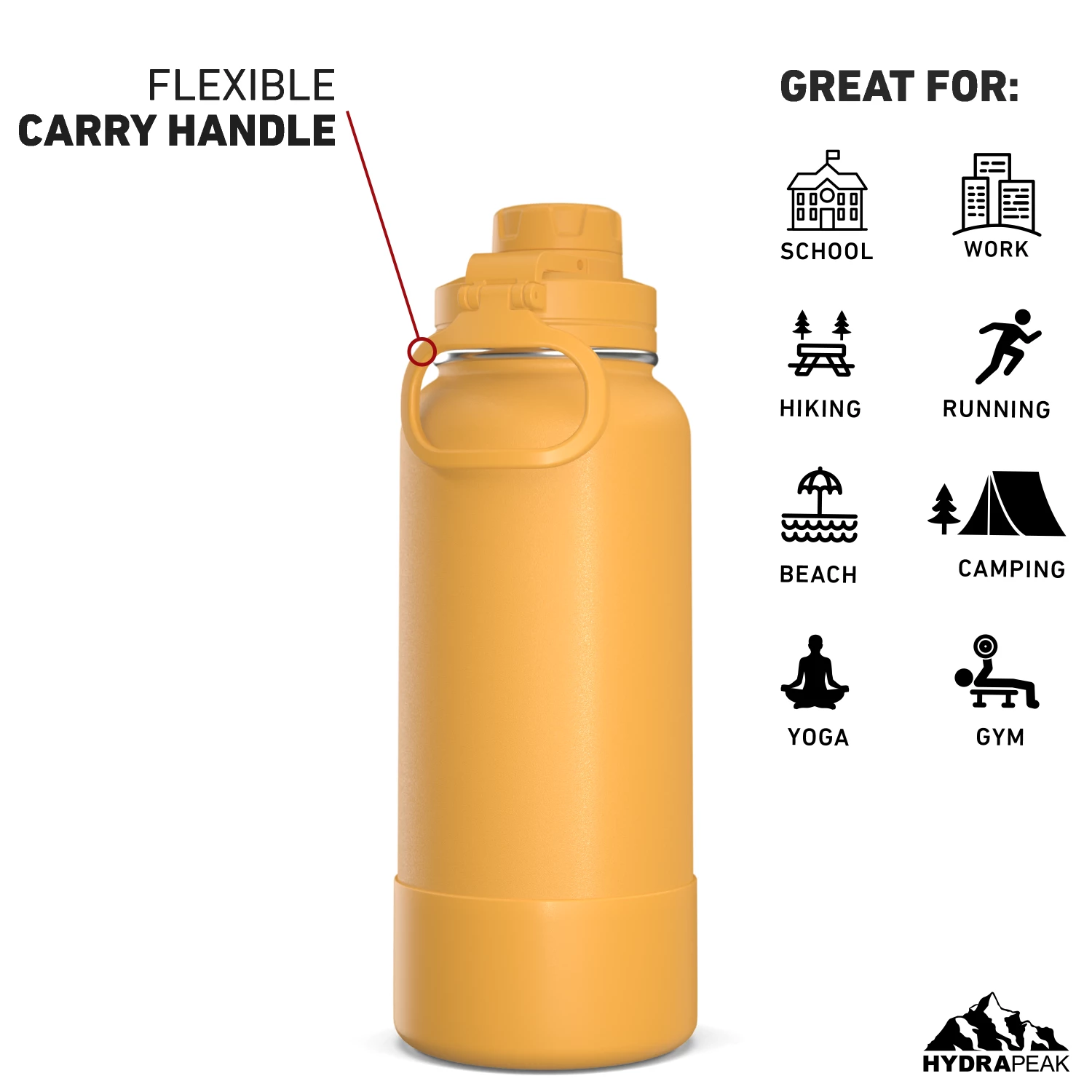 32oz Insulated Water Bottles With Matching Chug Lid And Rubber Boot- Tangerine 6 32oz Insulated Water Bottles With Matching Chug Lid And Rubber Boot- Tangerine - Image 4