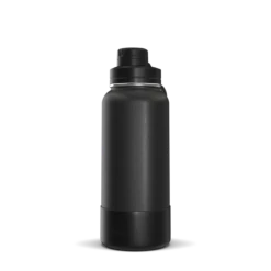 32oz Insulated Water Bottles With Matching Chug Lid And Rubber Boot- Black