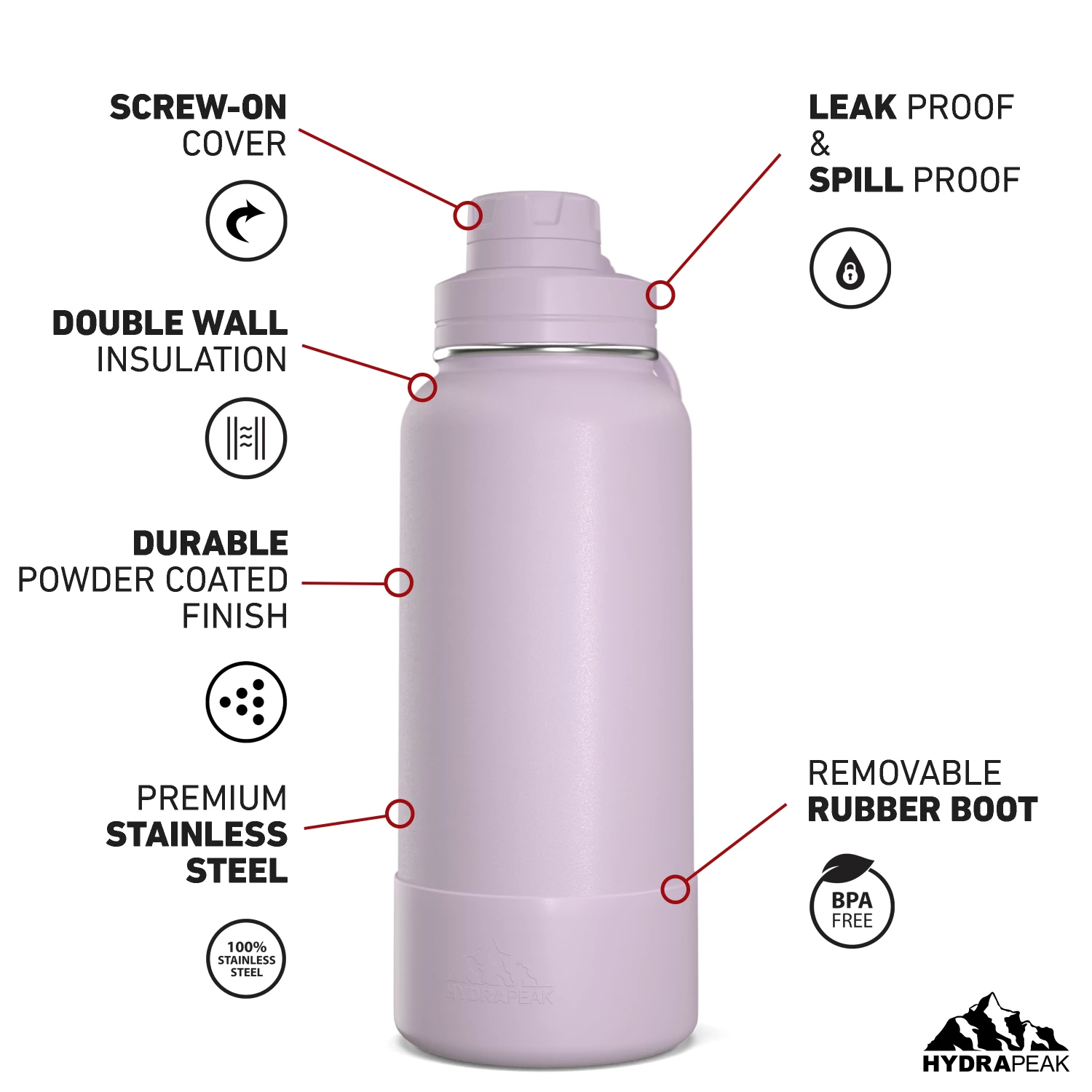 32oz Insulated Water Bottles With Matching Chug Lid And Rubber Boot- Blush 5 32oz Insulated Water Bottles With Matching Chug Lid And Rubber Boot- Blush - Image 3