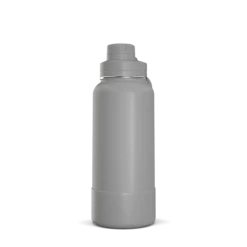 32oz Insulated Water Bottles With Matching Chug Lid And Rubber Boot- Grey