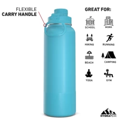 40oz Insulated Water Bottles With Matching Chug Lid And Rubber Boot- Belize -HYDRAPEAK Sales 40ozCHUGbackBelize