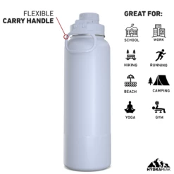 40oz Insulated Water Bottles With Matching Chug Lid And Rubber Boot- Ice 9 40oz Insulated Water Bottles With Matching Chug Lid And Rubber Boot- Ice -HYDRAPEAK Sales 40ozCHUGbackIce