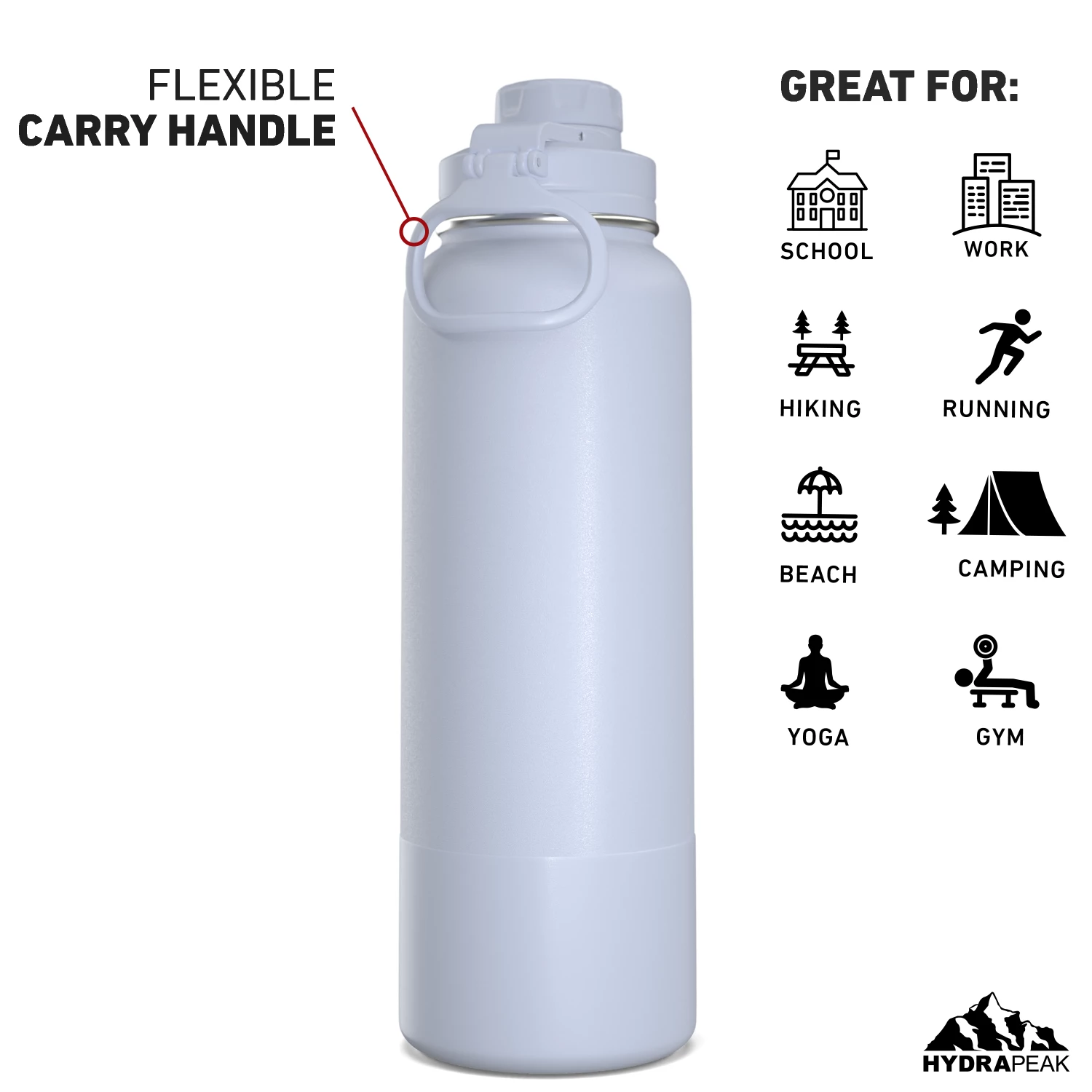 40oz Insulated Water Bottles With Matching Chug Lid And Rubber Boot- Ice 6 40oz Insulated Water Bottles With Matching Chug Lid And Rubber Boot- Ice - Image 4