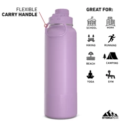 40oz Insulated Water Bottles With Matching Chug Lid And Rubber Boot- Mauve -HYDRAPEAK Sales 40ozCHUGbackMauve