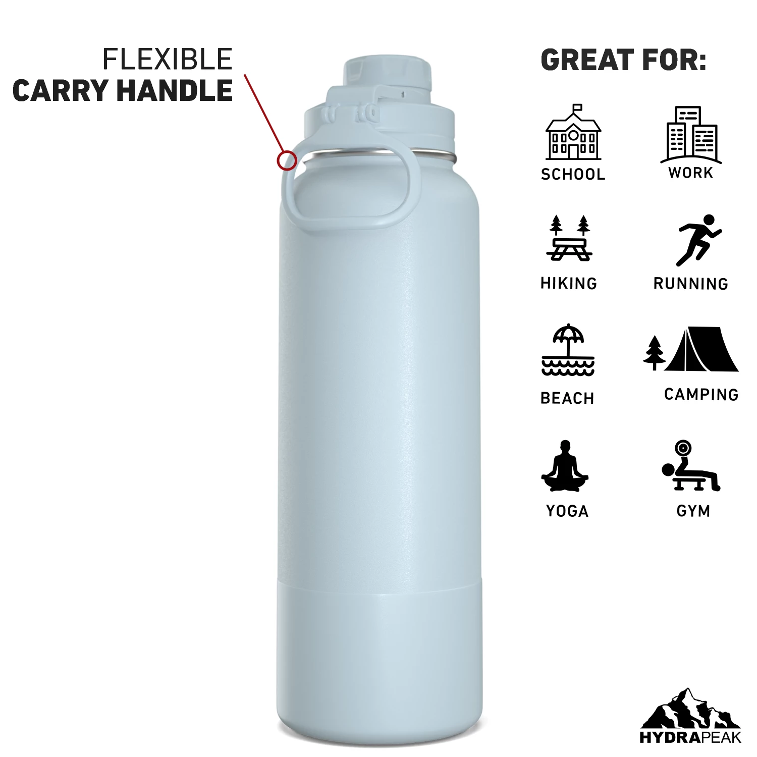 40oz Insulated Water Bottles With Matching Chug Lid And Rubber Boot- Powder Blue 6 40oz Insulated Water Bottles With Matching Chug Lid And Rubber Boot- Powder Blue - Image 4