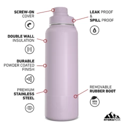 40oz Insulated Water Bottles With Matching Chug Lid And Rubber Boot - Blush -HYDRAPEAK Sales 40ozCHUGfrontBlush