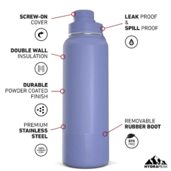40oz Insulated Water Bottles With Matching Chug Lid And Rubber Boot - Iris 8 40oz Insulated Water Bottles With Matching Chug Lid And Rubber Boot - Iris -HYDRAPEAK Sales 40ozCHUGfrontIris
