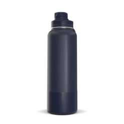 40oz Insulated Water Bottles With Matching Chug Lid And Rubber Boot- Navy