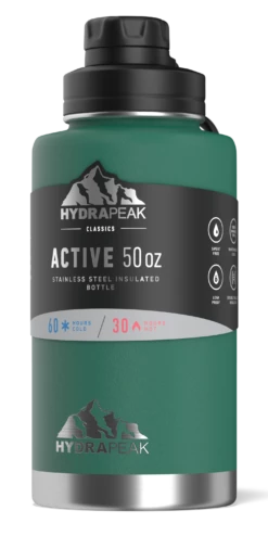 50oz Stainless Steel Insulated Large Water Bottle With Chug Lid- Forest -HYDRAPEAK Sales 50ozwSleeveforest
