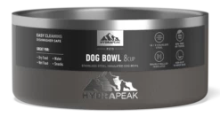8 Cup Stainless Steel Dog Bowls For Water Or Food - Graphite -HYDRAPEAK Sales 64DogBowl WithSleeve Graphite PC