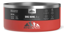 8 Cup Stainless Steel Dog Bowls For Water Or Food- Merlot -HYDRAPEAK Sales 64DogBowl WithSleeve Red PC
