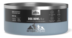8 Cup Stainless Steel Dog Bowls For Water Or Food- Storm -HYDRAPEAK Sales 64DogBowl WithSleeve Storm PC