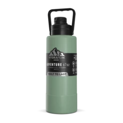Adventure 67oz Insulated Water Bottle With Handle And Matching Rubber Boot- Sage