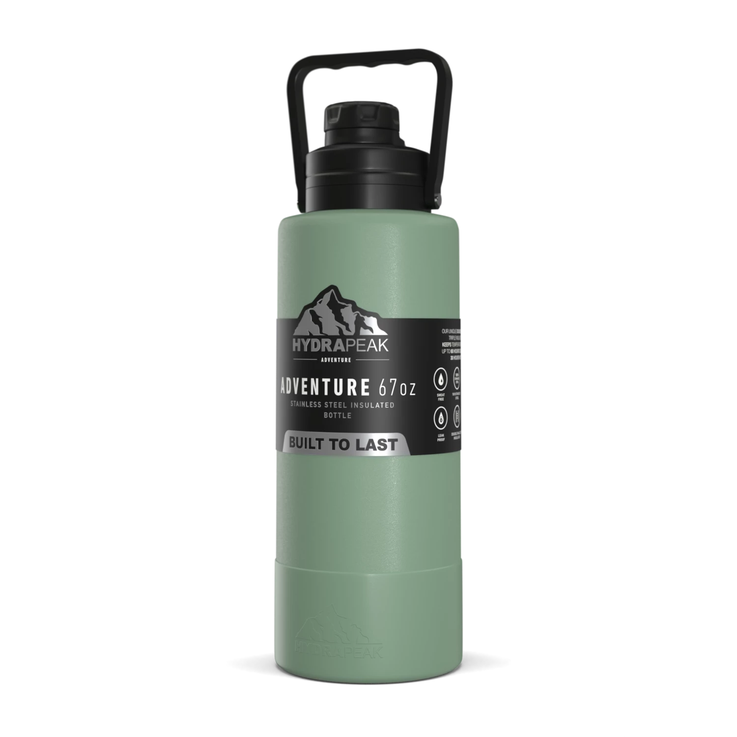 Adventure 67oz Insulated Water Bottle With Handle And Matching Rubber Boot- Sage 3 Adventure 67oz Insulated Water Bottle With Handle And Matching Rubber Boot- Sage