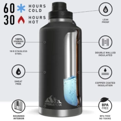 72oz Stainless Steel Insulated Water Bottle With Flexible Chug Lid- Black 9 72oz Stainless Steel Insulated Water Bottle With Flexible Chug Lid- Black -HYDRAPEAK Sales BLACK72oz 6f60e2fd 4098 4f16 8ebc 277ef0543748
