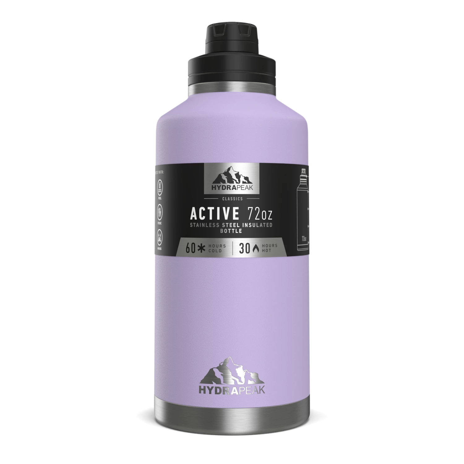 72oz Stainless Steel Insulated Water Bottle With Flexible Chug Lid- Lavender 5 72oz Stainless Steel Insulated Water Bottle With Flexible Chug Lid- Lavender - Image 3