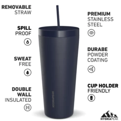 Traveler 25oz Insulated Tumbler With Lid And Straw- Navy -HYDRAPEAK Sales HP 25oz Traveler NavyTurned 20e8446b 6fe9 4152 8082 563e254df4f5