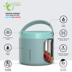 Foodie 18oz Stainless Steel Vacuum Insulated Thermos Food Jar- Aqua -HYDRAPEAK Sales HP Foodie18 Aqua 20dFront 54c26974 56ba 463a b2b5 d68e159cc43e