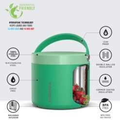 Foodie 18oz Stainless Steel Vacuum Insulated Thermos Food Jar - Jade -HYDRAPEAK Sales HP Foodie18 Jade 20dFront 75179af6 3170 4613 863b f0823d46af0f