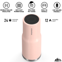 Nomad 32 Oz Tumbler With Handle And Straw Lid- Peony -HYDRAPEAK Sales HP Nomad 32 BottomView Peony