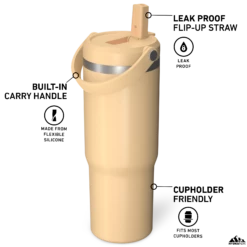 Nomad 32 Oz Tumbler With Handle And Straw Lid - Creamsicle -HYDRAPEAK Sales HP Nomad 32 Creamsicle Turned