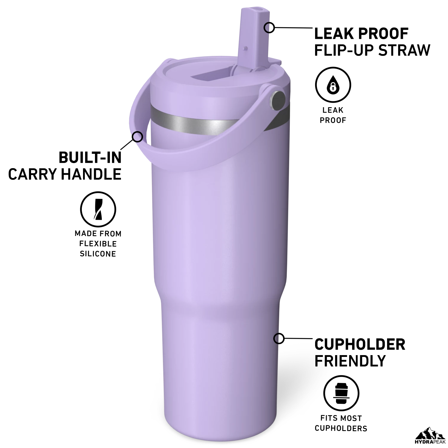 Nomad 32 Oz Tumbler With Handle And Straw Lid- Lavender 5 Nomad 32 Oz Tumbler With Handle And Straw Lid- Lavender - Image 3