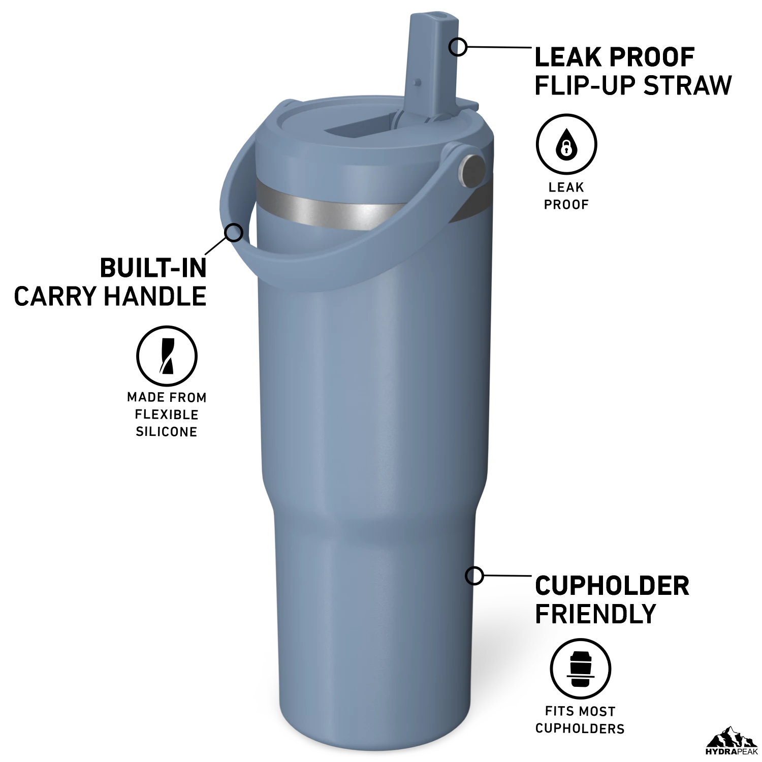 Nomad 32 Oz Tumbler With Handle And Straw Lid- Modern Blue 5 Nomad 32 Oz Tumbler With Handle And Straw Lid- Modern Blue - Image 3