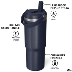 Nomad 32 Oz Tumbler With Handle And Straw Lid- Navy -HYDRAPEAK Sales HP Nomad 32 Navy Turned