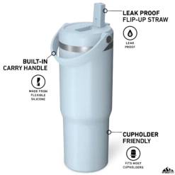 Nomad 32oz Tumbler With Handle And Straw Lid- Powder Blue -HYDRAPEAK Sales HP Nomad 32 PowderBlue Turned