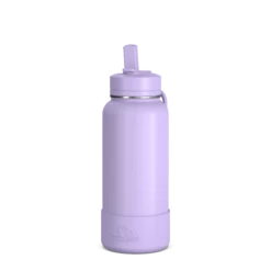 32oz Insulated Water Bottles With Matching Straw Lid And Rubber Boot - Digital Lavender