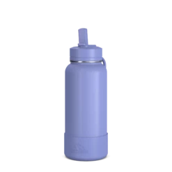 32oz Insulated Water Bottles With Matching Straw Lid And Rubber Boot - Iris