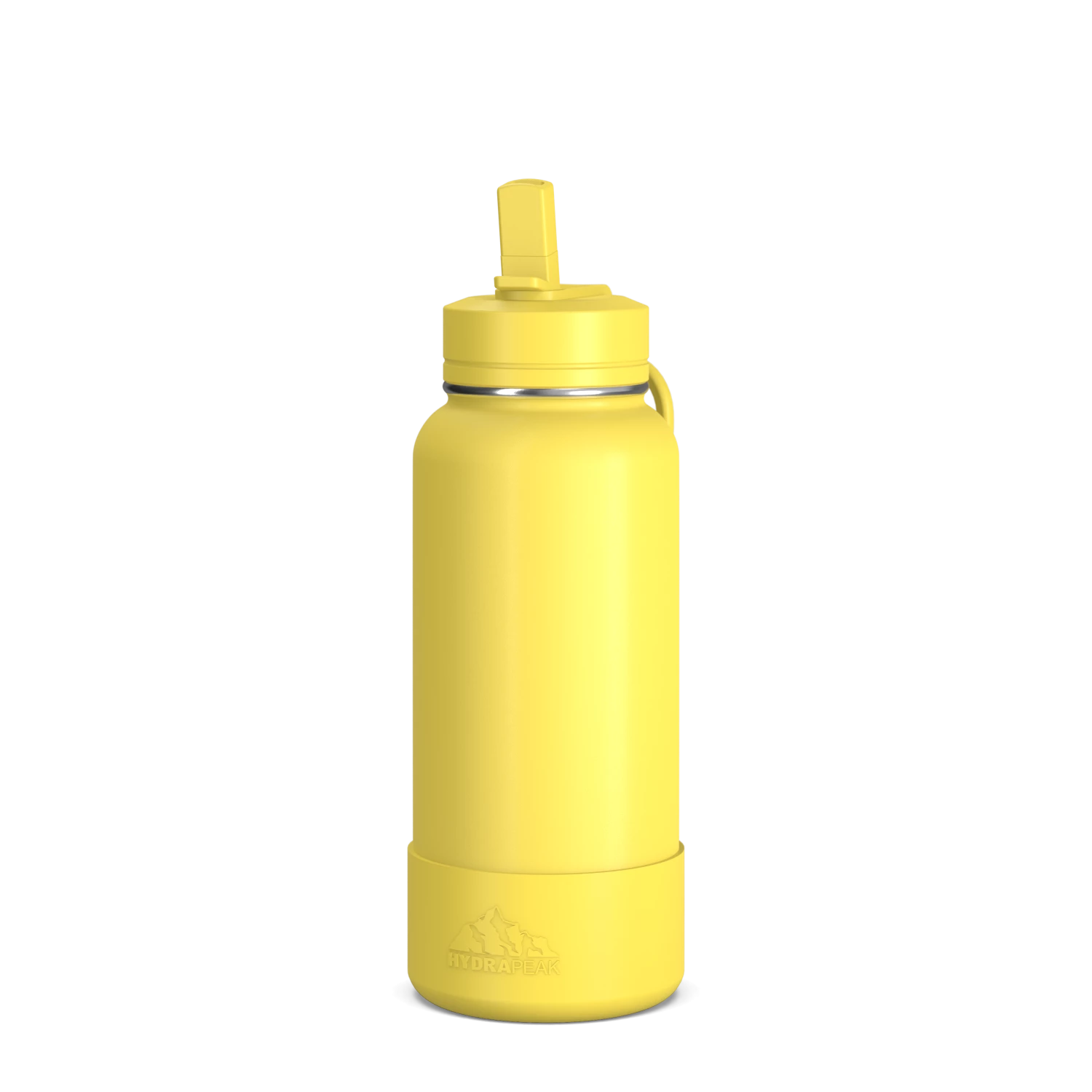 32oz Insulated Water Bottles With Matching Straw Lid And Rubber Boot- Lemon 3 32oz Insulated Water Bottles With Matching Straw Lid And Rubber Boot- Lemon