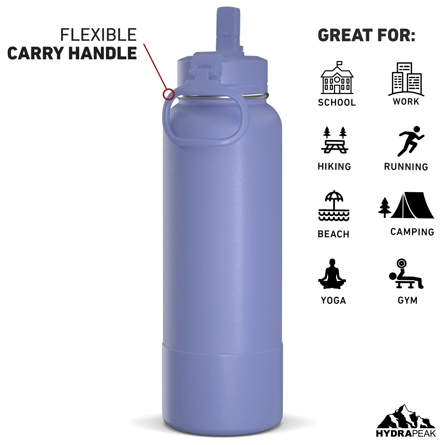 40oz Insulated Water Bottles With Matching Straw Lid And Rubber Boot- Iris 6 40oz Insulated Water Bottles With Matching Straw Lid And Rubber Boot- Iris - Image 4