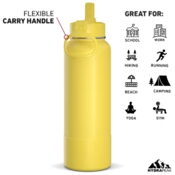 40oz Insulated Water Bottles With Matching Straw Lid And Rubber Boot - Lemon -HYDRAPEAK Sales HP SPORTBOOT 40 Back 20d Lemon 694d73a0 cf62 40e2 90c9 00ed9db6b5db