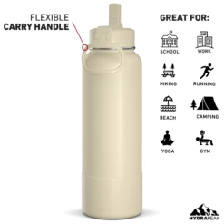 40oz Insulated Water Bottles With Matching Straw Lid And Rubber Boot - Modern Cream 9 40oz Insulated Water Bottles With Matching Straw Lid And Rubber Boot - Modern Cream -HYDRAPEAK Sales HP SPORTBOOT 40 Back 20d ModernCream