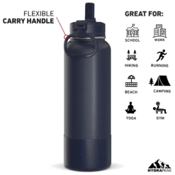 40oz Insulated Water Bottles With Matching Straw Lid And Rubber Boot - Navy -HYDRAPEAK Sales HP SPORTBOOT 40 Back 20d Navy 86dba2c2 40c6 4deb bf8f e648b6561669
