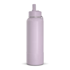 40oz Insulated Water Bottles With Matching Straw Lid And Rubber Boot- Blush