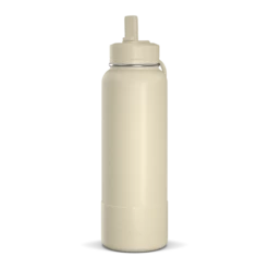 40oz Insulated Water Bottles With Matching Straw Lid And Rubber Boot - Modern Cream