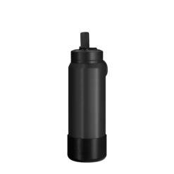 26oz Insulated Water Bottles With Matching Straw Lid And Rubber Boot- Black