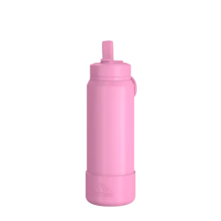 26oz Insulated Water Bottles With Matching Straw Lid And Rubber Boot - Bubblegum